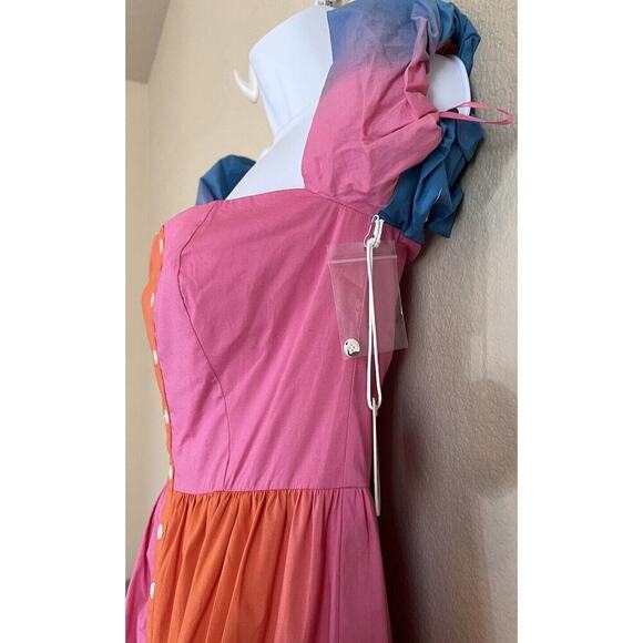 Staud Elio Dress in Hibiscus Multicolor Off The Shoulder Tiered Dress Size 2 NWT - Picture 4 of 9